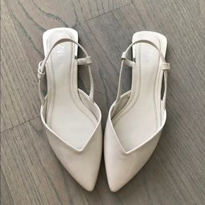 Zara white sling back flats new!